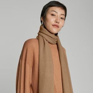 Super soft Everlane recycled cashmere long scarf. Heathered Tan color.